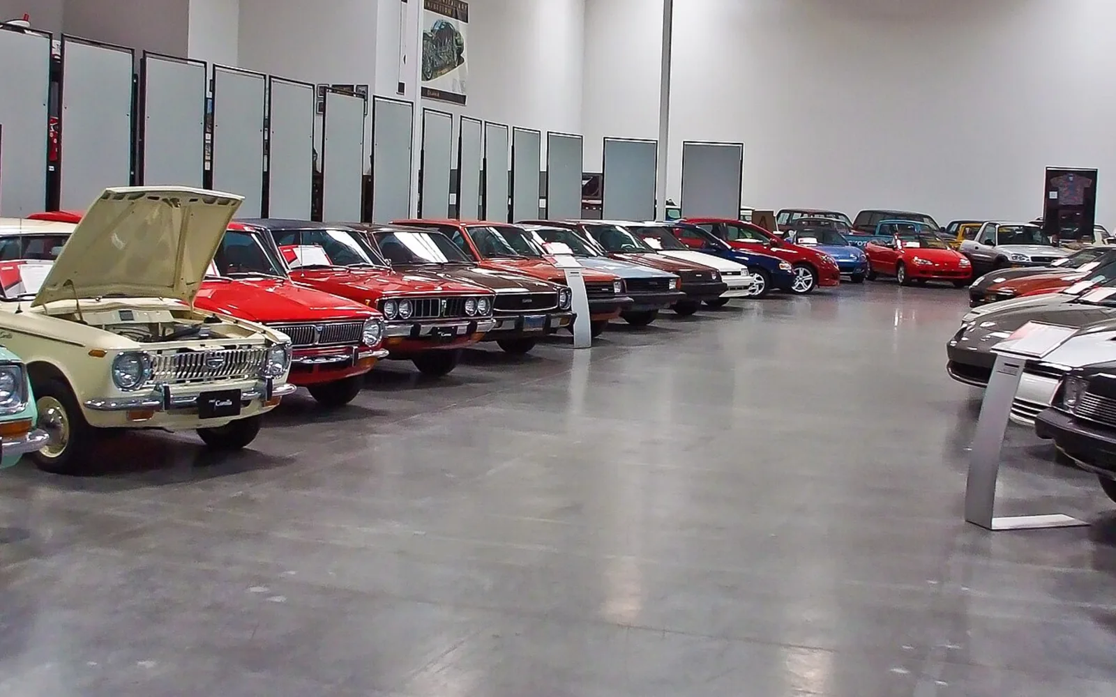 Historic Toyota automobiles displayed at the Toyota USA Automobile Museum in Torrance.